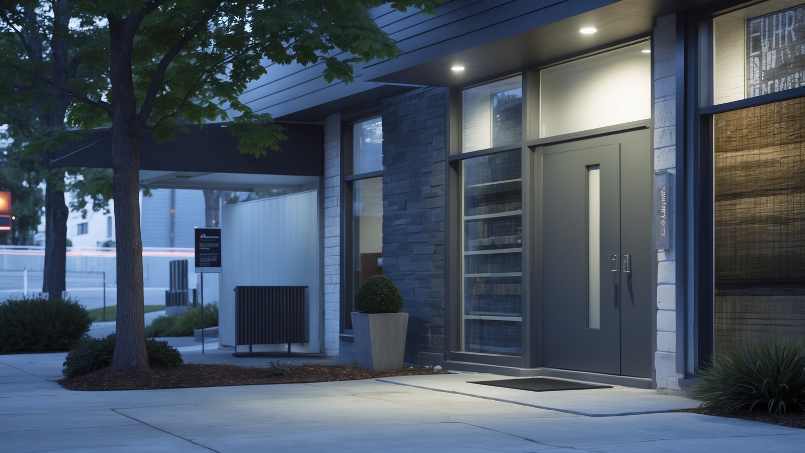 Evenly spaced exterior lights creating uniform illumination on home facade